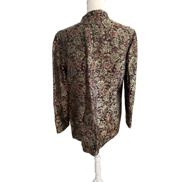 AMBER SUN Multicolor Brocade Rose Print Blazer Jacket Size Large - Picture 7 of 10